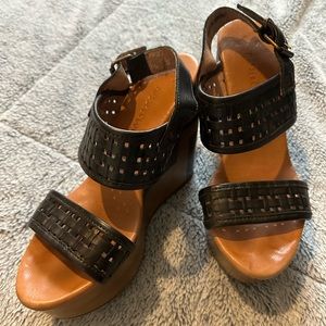 Black Platform Wooden Wedges